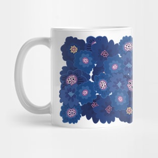 Fun flowerpower pattern in 1970-style, orange, blue and violet colors, Mug